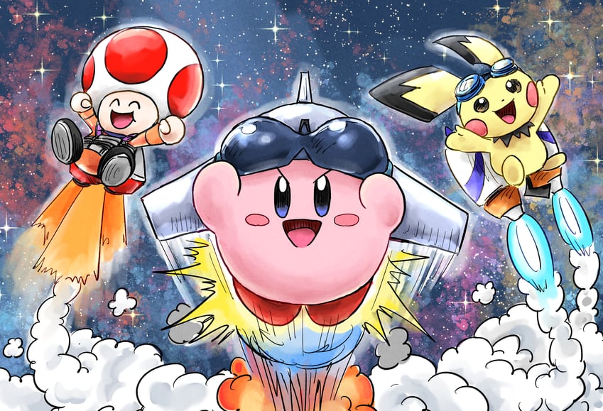 kirby-pichu-toad-and-jet-kirby-pokemon-a