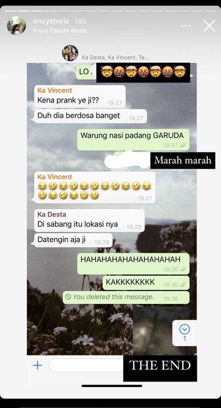 Enzy Storia kena prank dari Desta