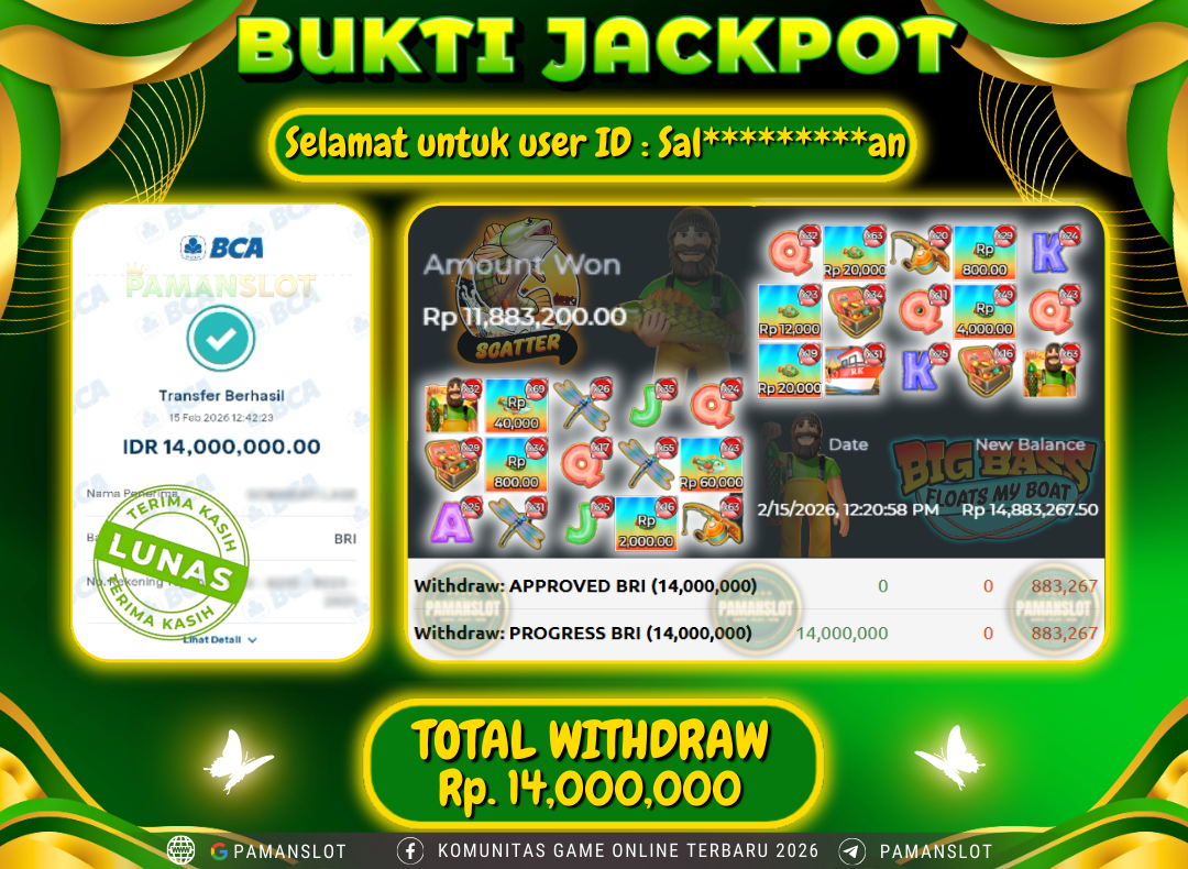 PAMANSLOT JACKPOT Game PP - Big Bass Floats My Boat Rp.14,000,000- LUNAS