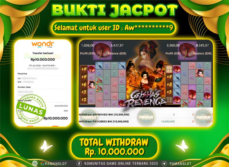 PAMANSLOT JACKPOT Game PG - Geishas Revenge Rp.10,000,000- LUNAS