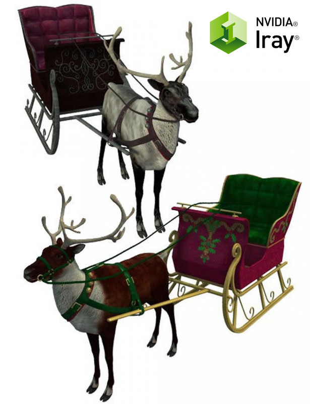Reindeer & Sleigh [converted and updated to Iray]