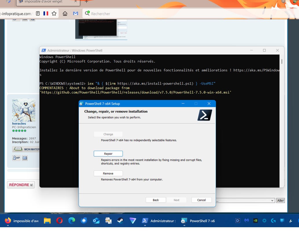 mise a jour non possible