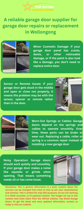 A Reliable garage door supplier for garage door repairs or replacement in Wollongong Infographic