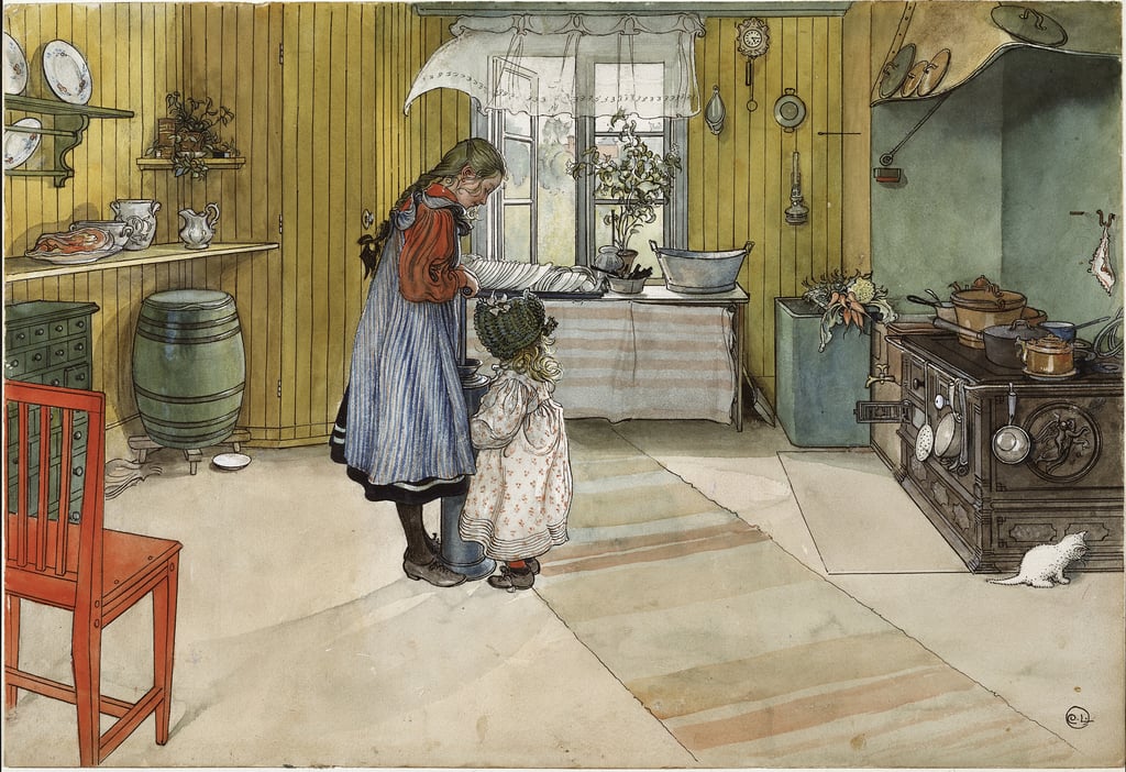 6-Carl-Larsson-The-Kitchen-from-A-Home-series-c1895-wc-on-paper-Meister-Drucke-389535