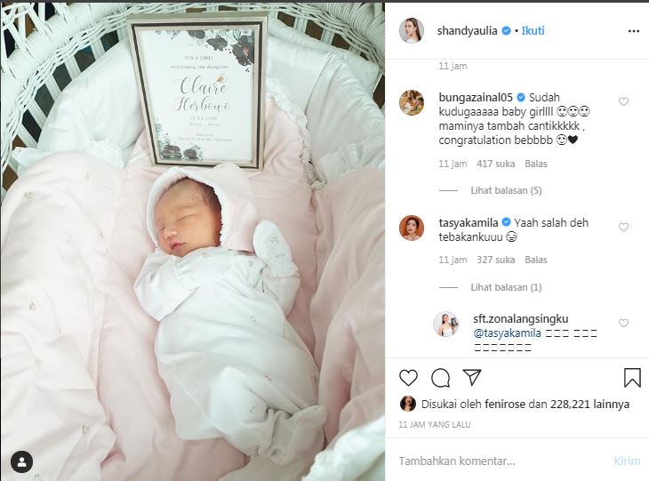 Kesedihan Tasya Kamila karena tebakannya untuk anak Shandy Aulia salah