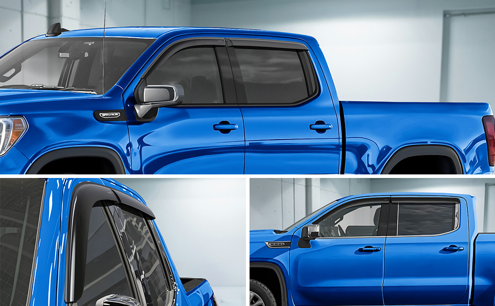 thumbnail image 2 of HHENGYISOUL In-Channel Window Visors For GMC Sierra 2019-2025 Crew Cab – Smoked Set Of 4 2 of 5