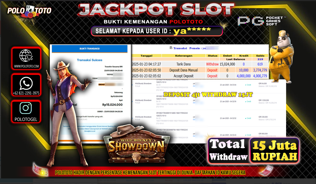 POLOTOTO JACKPOT SLOT WILD BOUNTY SHOWDOWN Rp.15,024.000,-