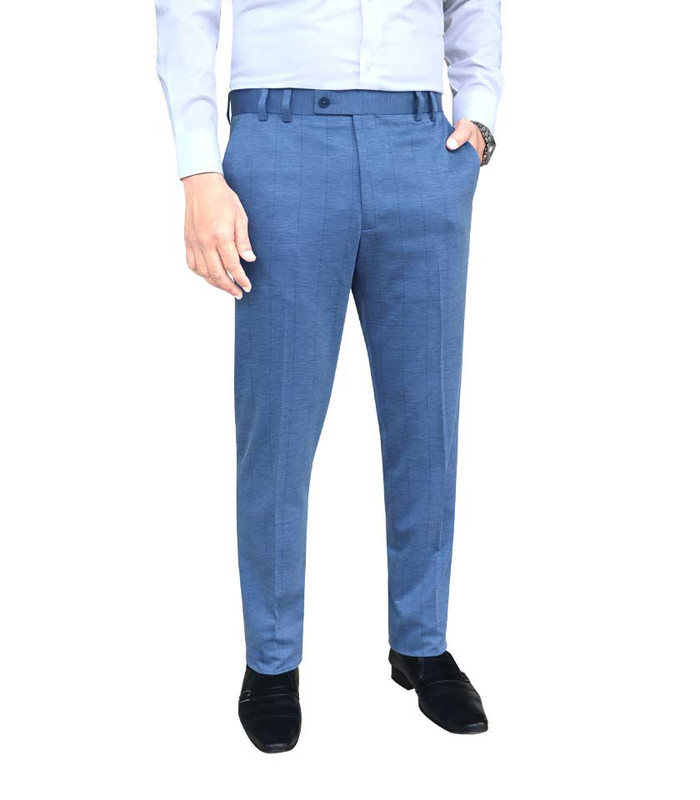 Men’s Trouser Formal Slim Fit Plain Front Cross Pocket Color: 900 Online (26. Sky Check)