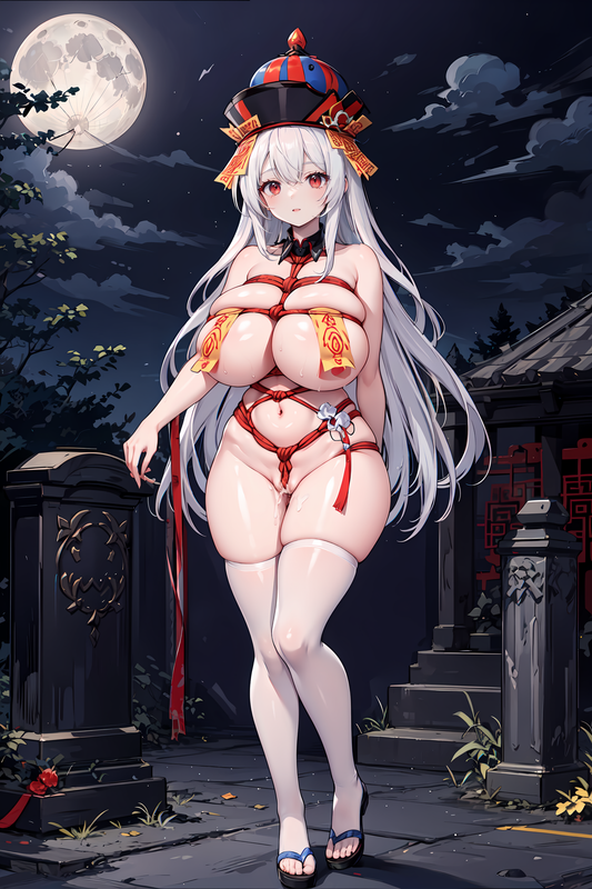 05074-2318060364-1girl,mature female,solo,huge breasts,sagging breasts,_jiangshi, no bra, cleavage, 
