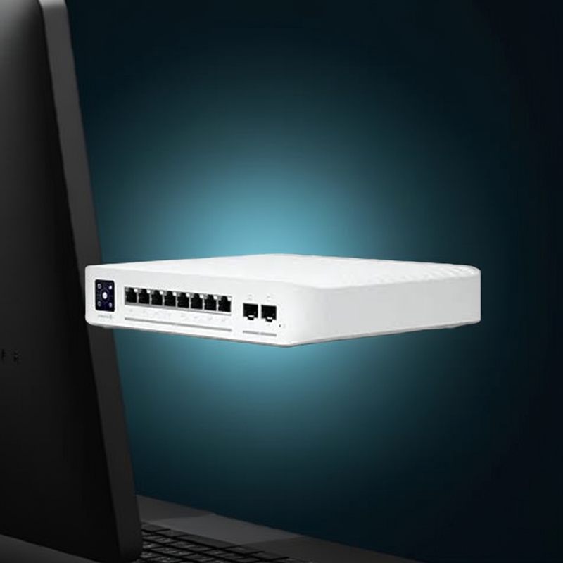 Vista angular do switch USW-Enterprise-8-PoE