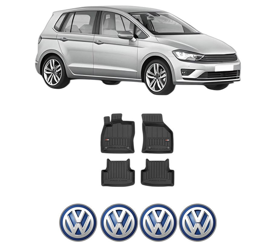 Set covorase presuri Volkswagen GOLF SPORTSVAN VII (AM1, AN1) din 2014-2020, auto, din cauciuc thermoplastic, 4 Stickere auto cu Volkswagen