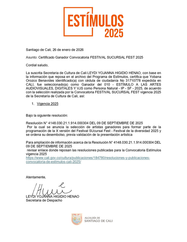 Certificado Festival Sucursal Fest 2025