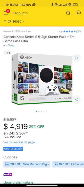 Mercado Libre: Consola Xbox Series S 512gb Starter Pack + 3m Game Pass Ultm | Pagando con TDC Mercado Pago (+ 10% cashback)