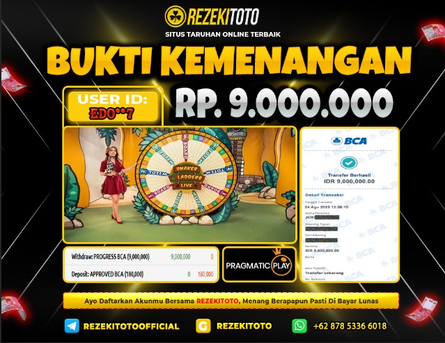 BUKTI KEMENANGAN 24 AGUSTUS 2025 SNAKE LADDER 9 JUTA 