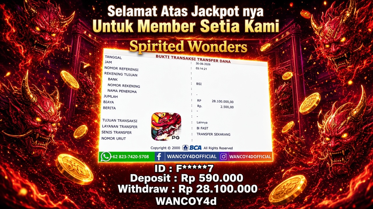 WANCOY4D Spirited Wonders PG SOFT RP.28.100.000 -LUNAS