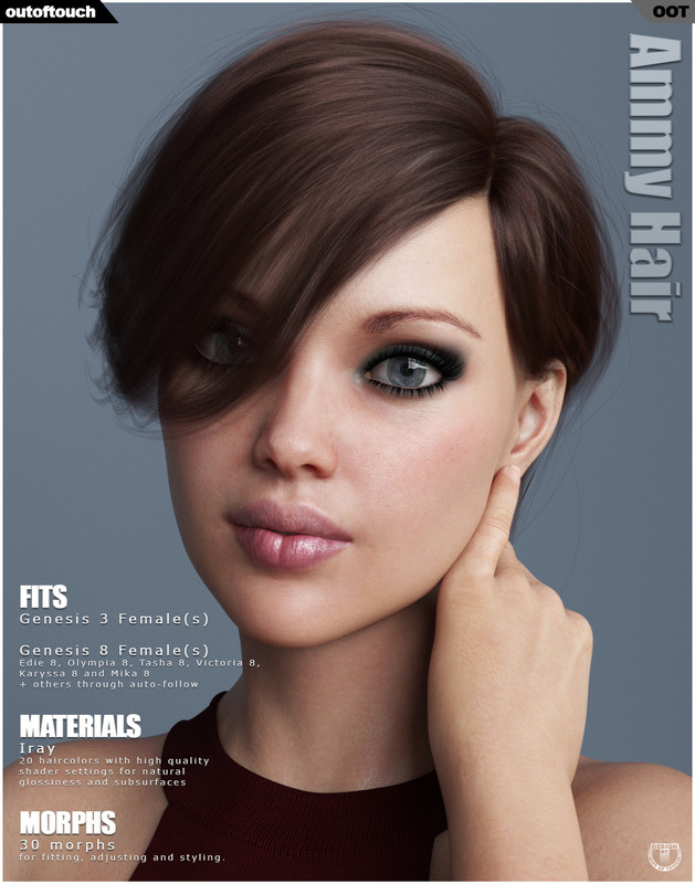 Ammy Hair for Genesis 3 and 8 Females