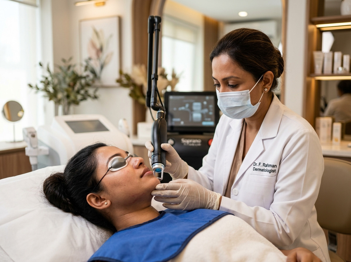 Clinical facial and chin laser hair removal treatment at Fair Skins BD