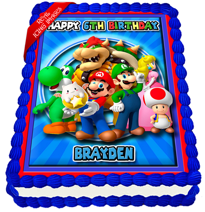 Super Mario Bros Cake Topper Edible Icing Image Pesonalised