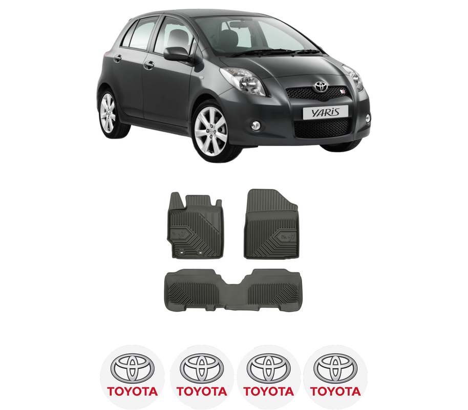 Set covorase presuri TOYOTA YARIS (_P9_) din 2005-2014, auto, din cauciuc thermoplastic, 4 Stickere auto cu TOYOTA
