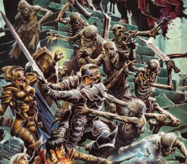 Adventurers fighting a horde of the overwhelmed