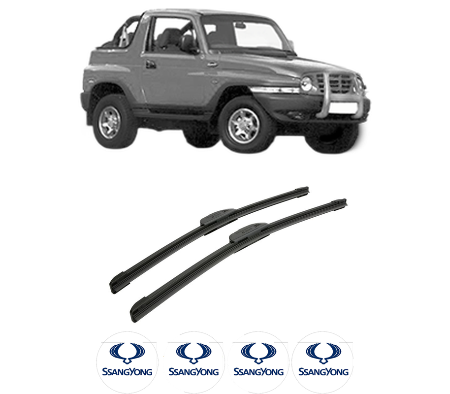 Set stergatoare auto SSANGYONG KORANDO Cabrio (KJ) din 1997-2006, pentru parbriz auto, 2 bucati, Bosch Aerotwin Retrofit, din cauciuc siliconat rezistent, 4 Stickere Auto SSANGYONG