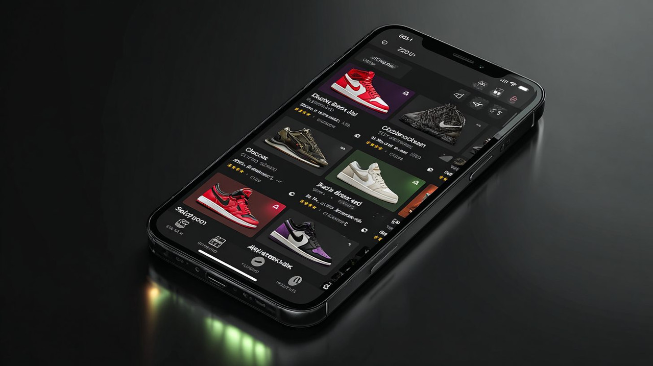 Интерфейс маркетплейса 95Poizon с примерами редких бутс