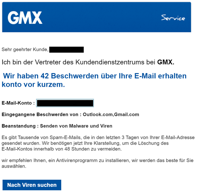 GMX Phishing-Mail