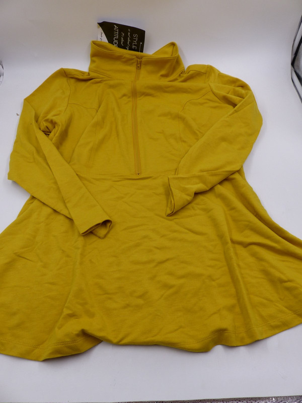 ATTITIDES RENEE TERRY HALF ZIP MUSTARD YELLOW WOMENS US 1X