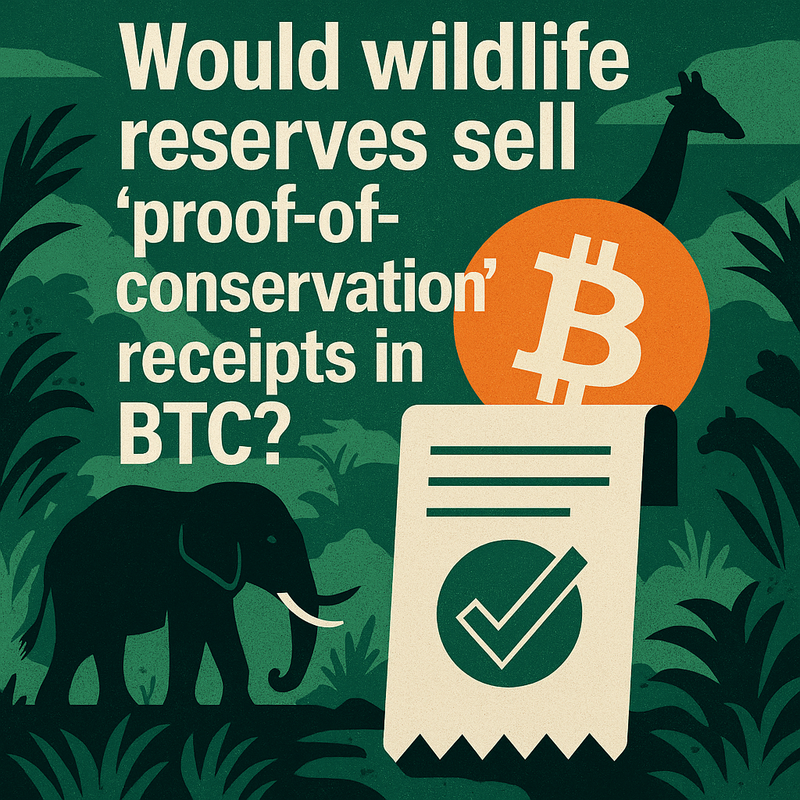 Would wildlife reserves sell “proof-of-conservation” receipts in BTC?