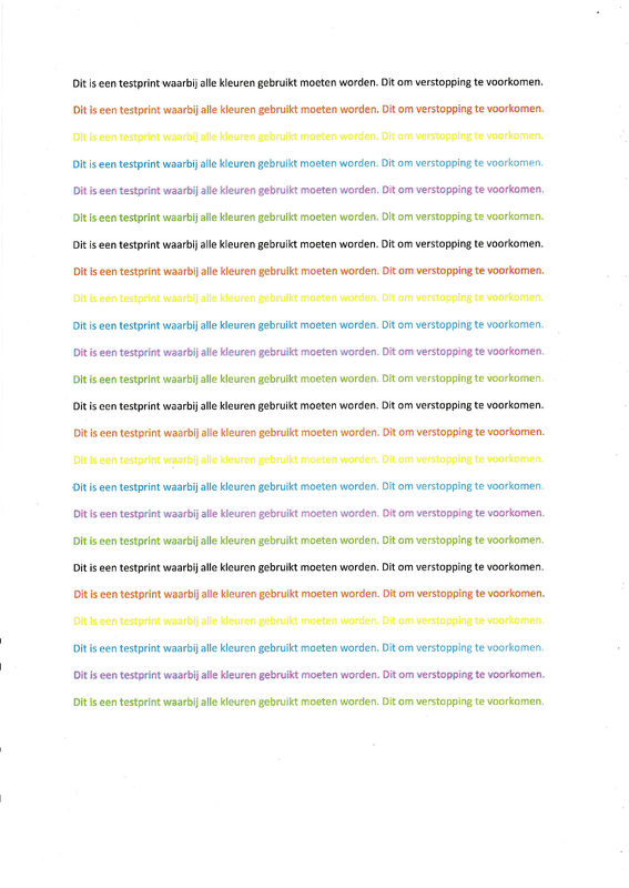 Scan van mijn print - dit is een testpirint waarbij alle kleuren gebruikt worden