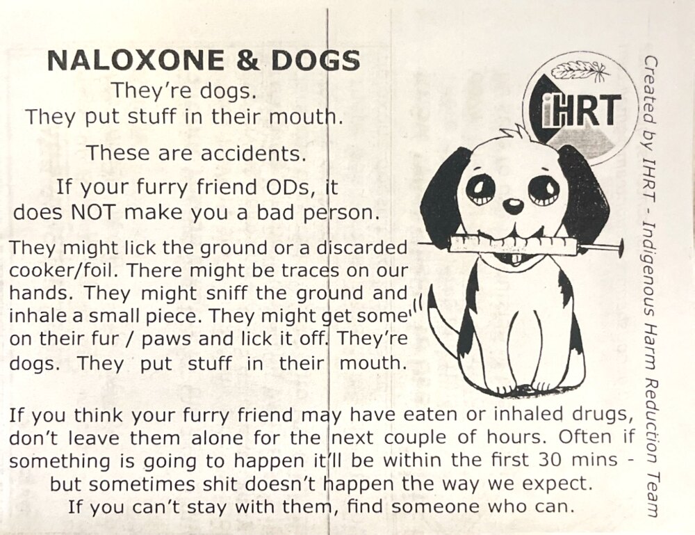 The cover of a zine titled Naloxone & Dogs