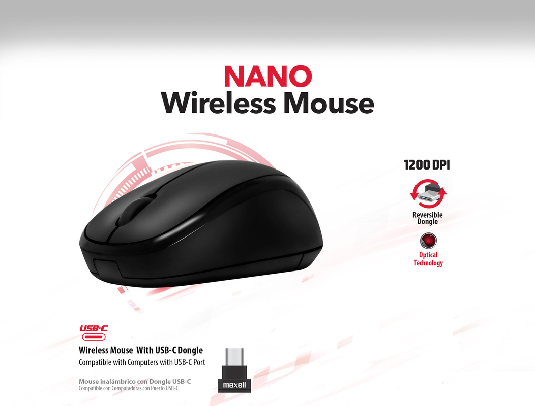 Detalle mostrando cómo el nano receptor USB se guarda dentro del mouse.