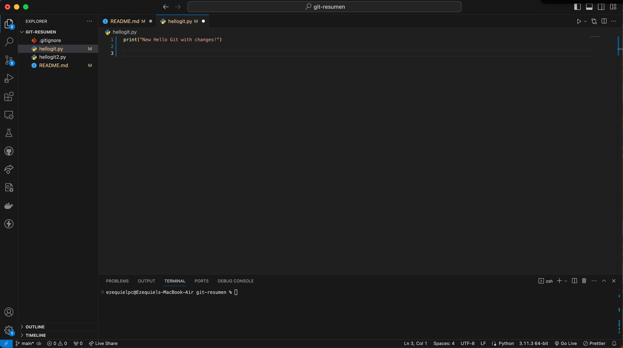 Modificación archivo .hellogit.py Git diff