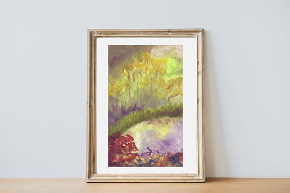 Watercolor Landscape - Dreamy Lake Reflections Watercolor Landscape - Dreamy Lake Reflections