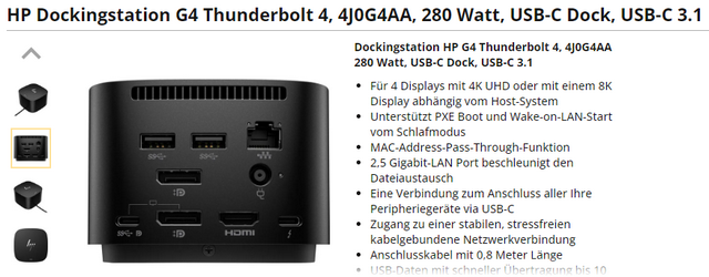 HP Dockingstation G4 Thunderbolt 4 HP Dockingstation G4 Thunderbolt 4