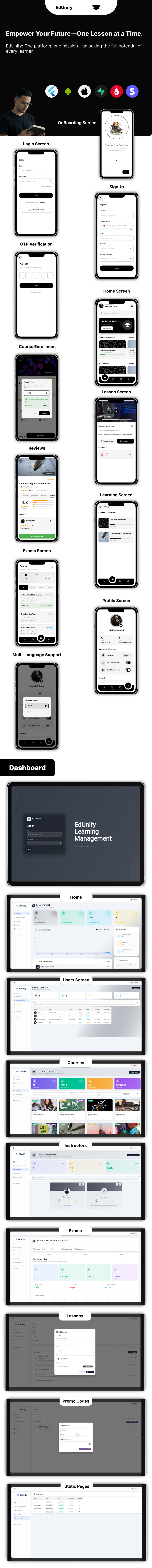 EdUnify - Full Education Flutter App With Dashboard