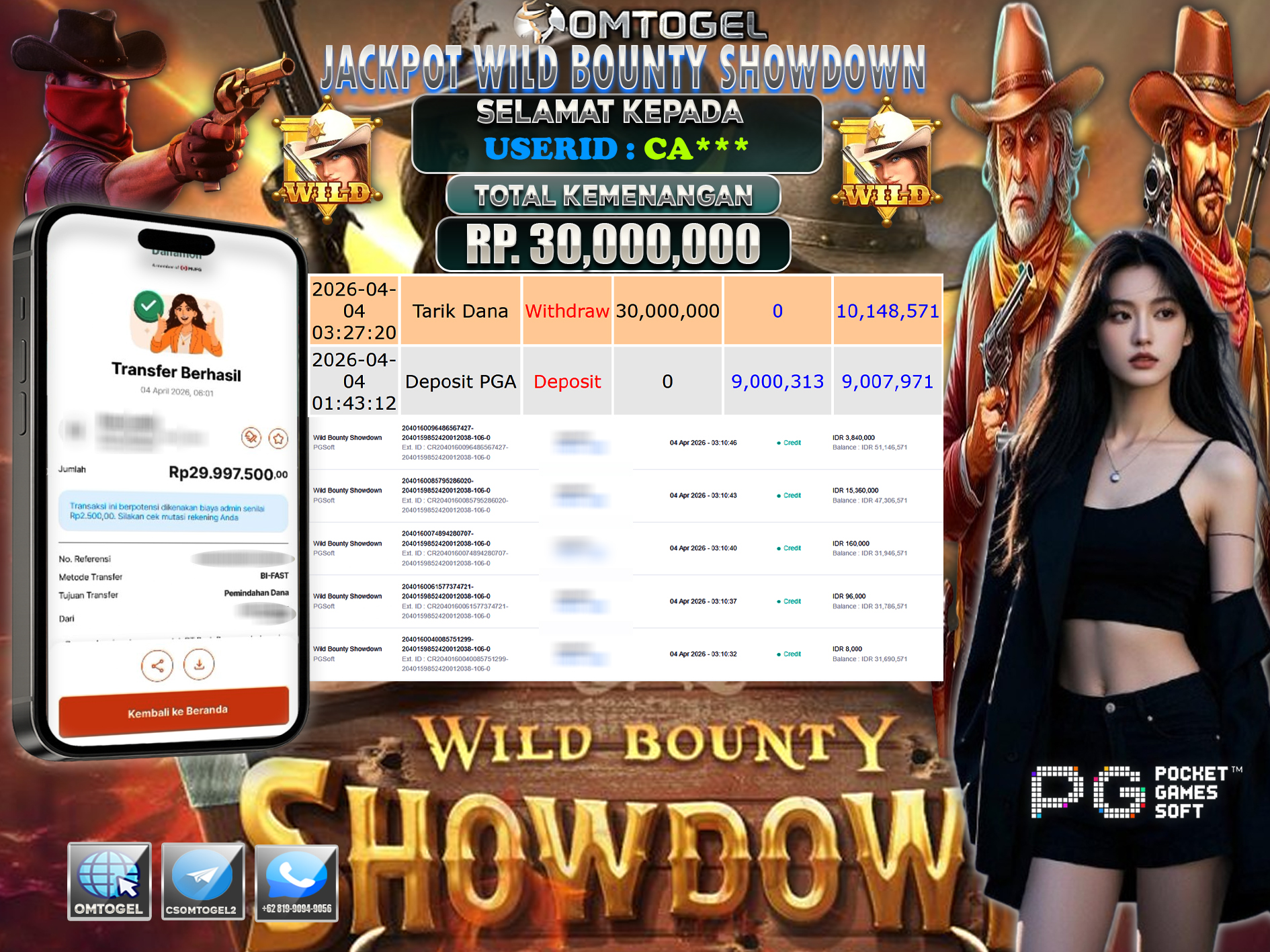 OMTOGEL JACKPOT PG SOFT WILD BOUNTY SHOWDOWN, 30 JUTA DI BAYAR LUNAS ,-