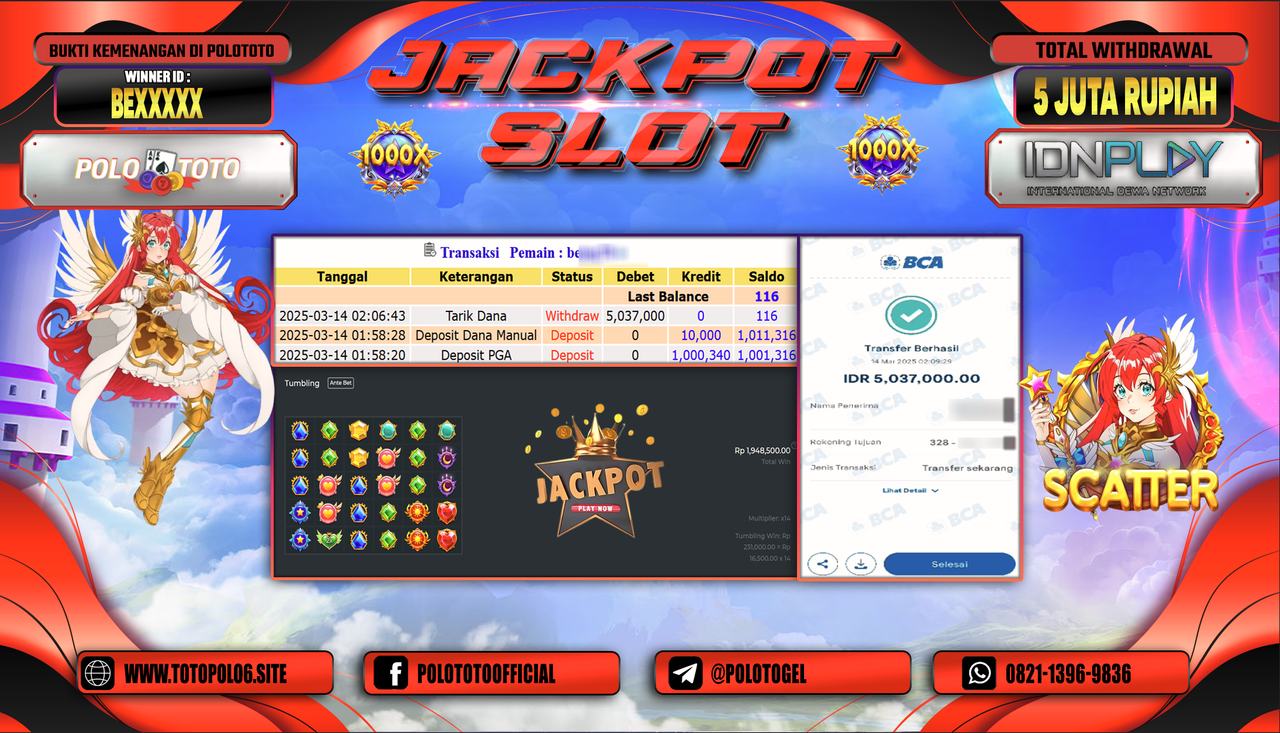 POLOTOTO JACKPOT SLOT STARLIGHT PRINCESS 1000 Rp.5.037.000,-