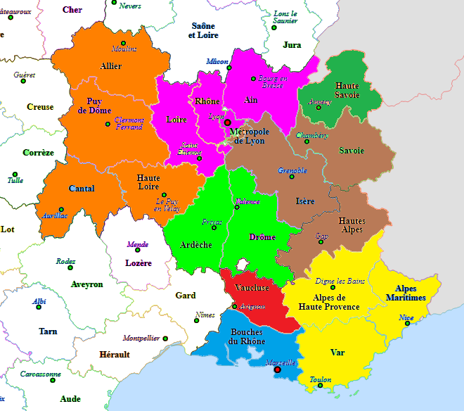 LYON y SAINT-ÉTIENNE (Dptos. Loire, Rhône, Ain) - Diarios - Itinerarios, Region-Francia (2)