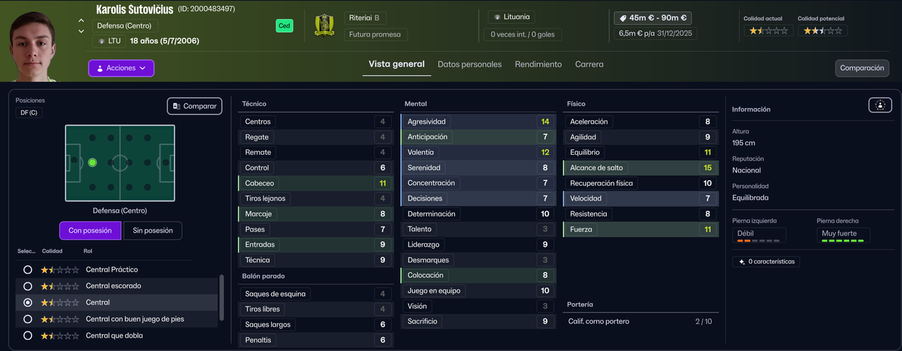 Karolis Sutovicius DFC sub 19 2025