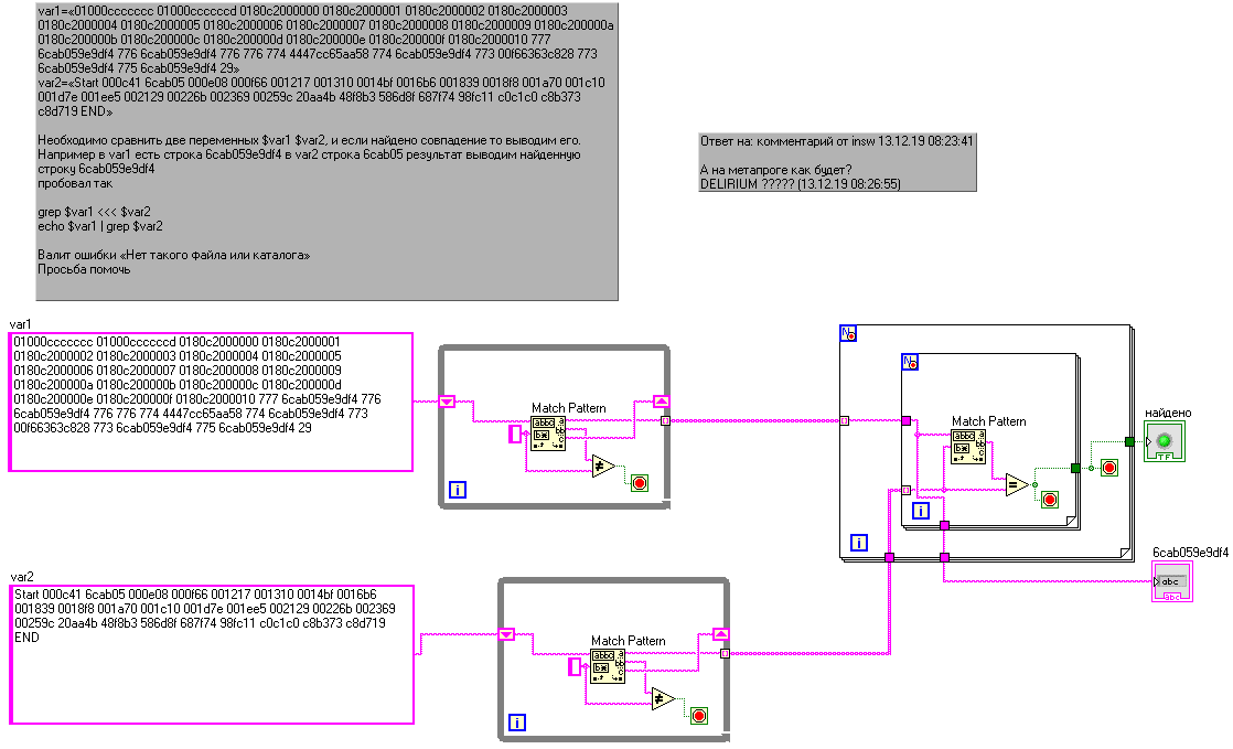 пошук співпадінь змінних