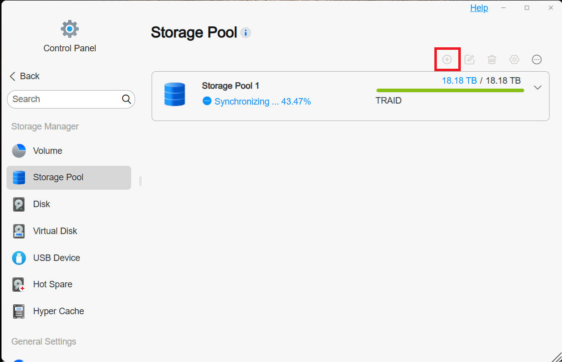 NAS Storage Pool Dashboard