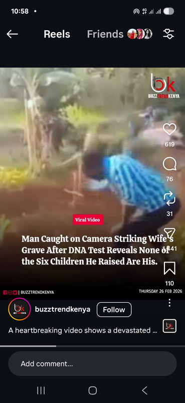 Man Striking Wife Grave After DNA Test Reveals None of the Six kids are his