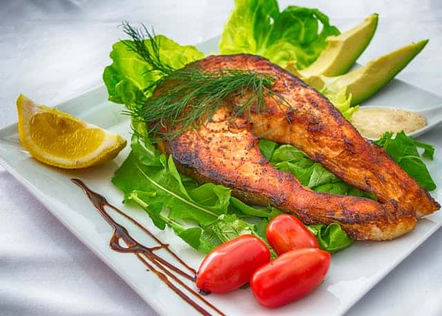 Image of grilled fish with vegetables