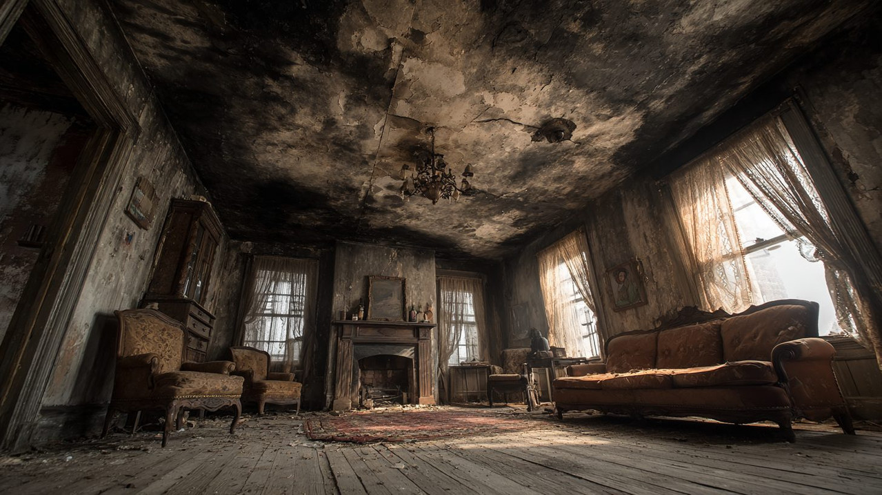 Копоть на потолке в жилой комнате