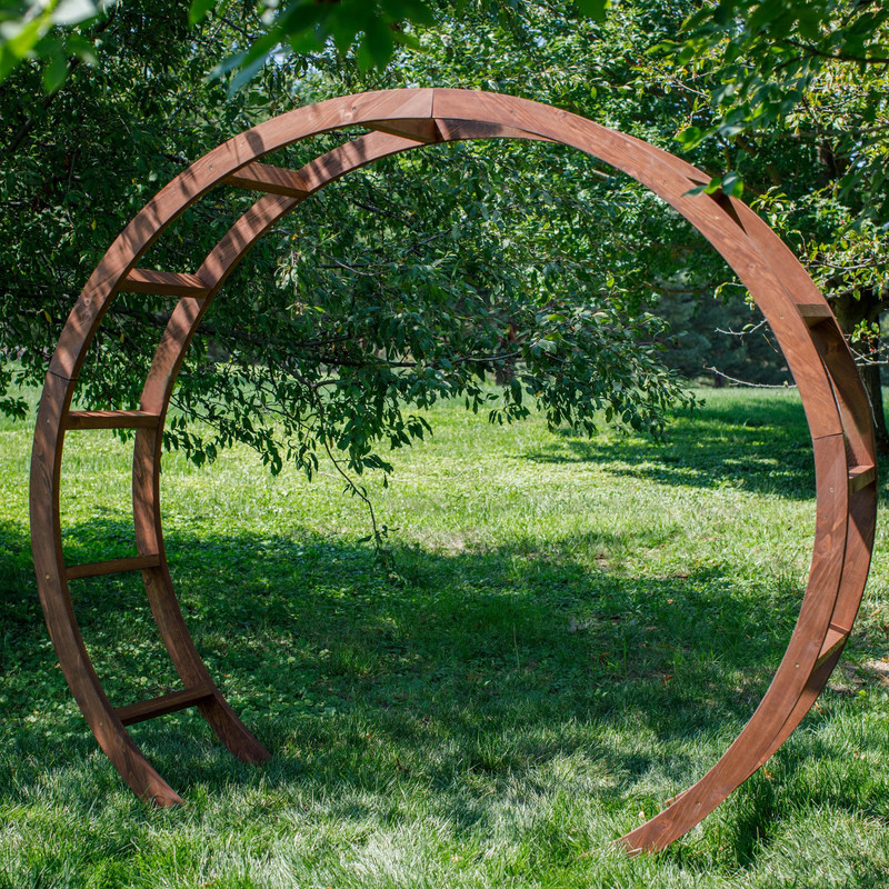 6.5' Wood Tunnel Arbor Garden Walkway Arch Decoration Wooden Oval