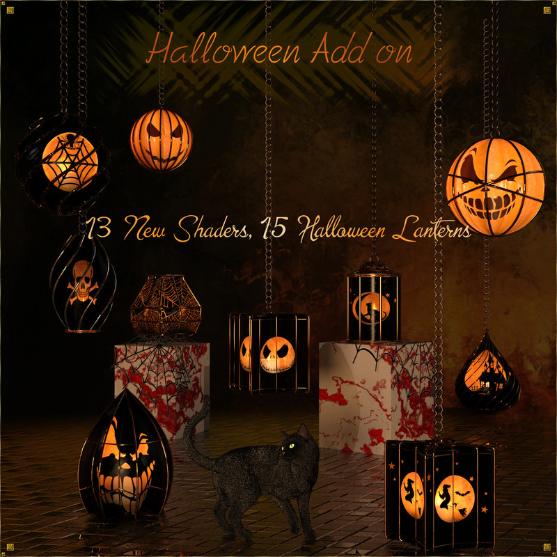 Caged Lanterns - Halloween Add on for DAZ Caged Lanterns - Halloween Add on for DAZ