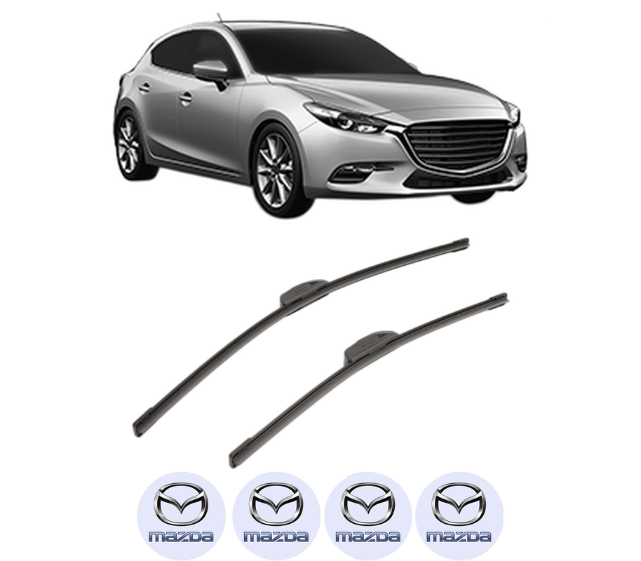Set stergatoare auto MAZDA 3 Hatchback Van (BM) din 2015-2016, pentru parbriz auto, 2 bucati, Bosch Aerotwin Retrofit, din cauciuc siliconat rezistent, 4 Stickere Auto MAZDA