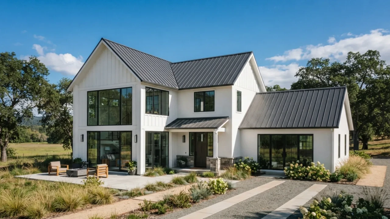Corrugated metal panel roof on a Texas residential home
