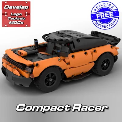 Power Functions driven RC orange race car original custom LEGO Technic build design by Davejsp